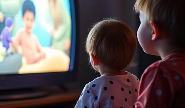 Unplugged: The Importance of Setting Screen Time Limits for Kids 34 Children watching a kid's program on the television