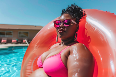 Swimming pregnant woman 